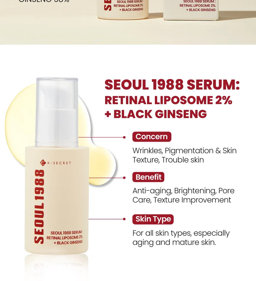 K-Secret Seoul 1988 Serum | Retinal Liposome 2% + Black Ginseng