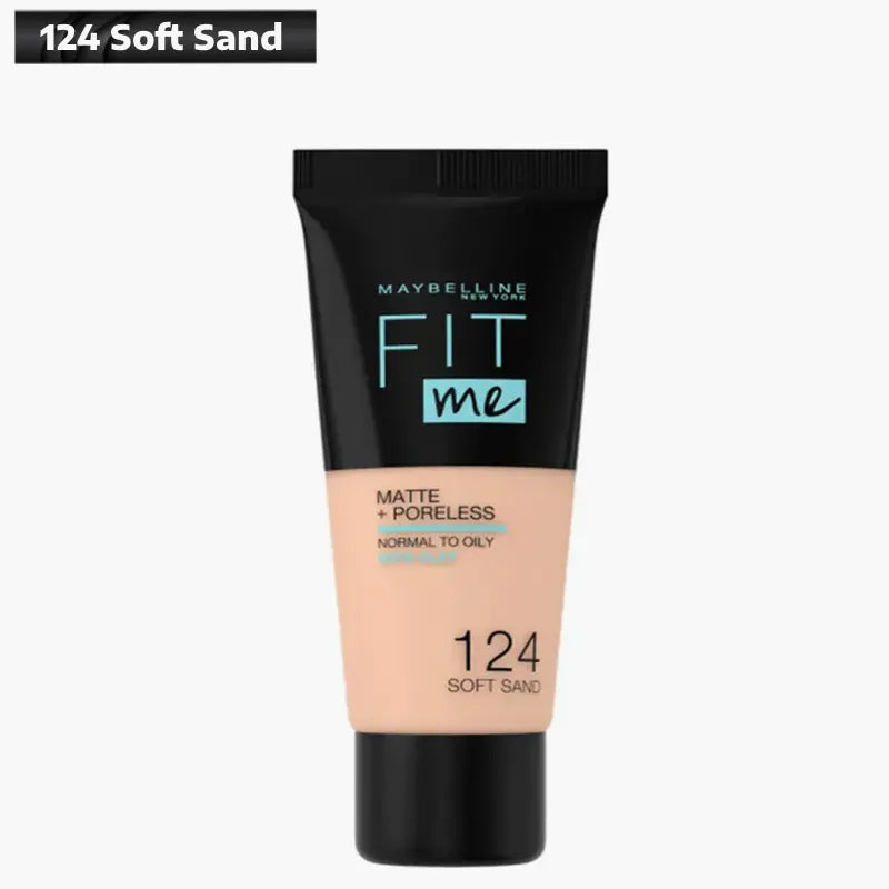 Maybelline Fit Me Matte+Poreless Liquid Foundation With Clay Normal to Oily 124 Soft Sand
